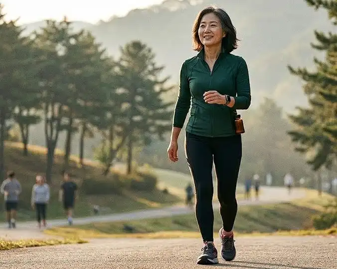유산소운동하는 중년여성